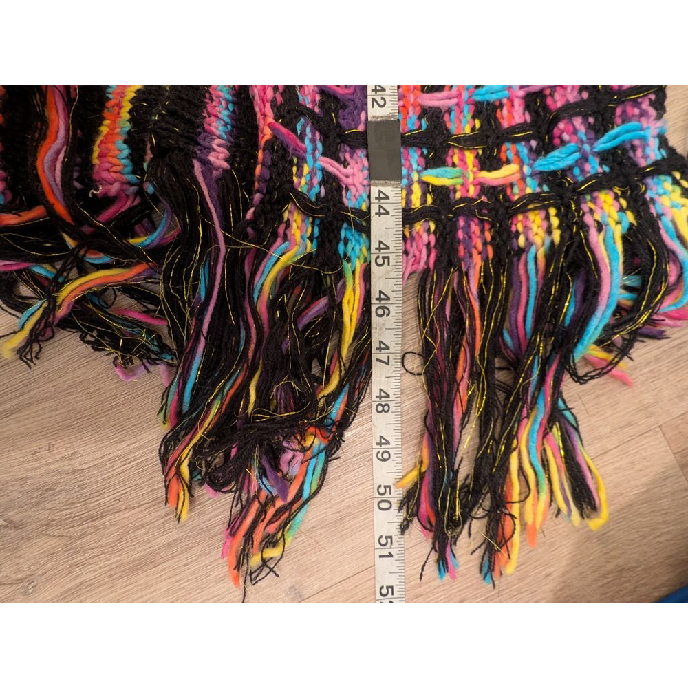 Colorful Woven Duster Coat - Open Front Longline Fringe Sweater XL Festival - Picture 10 of 10